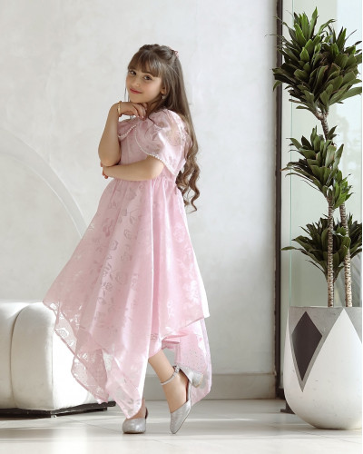 فستان بناتي زهري بتصميم ساحر يهبل - Mk2501012