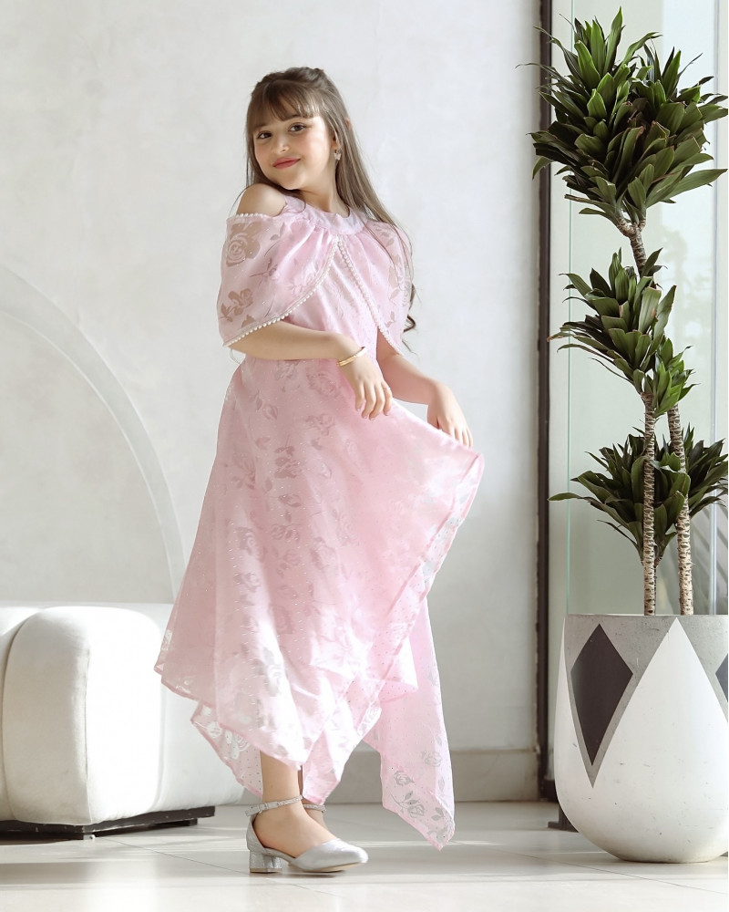 فستان بناتي زهري بتصميم ساحر يهبل - Mk2501012 فستان بناتي زهري بتصميم ساحر يهبل - Mk2501012