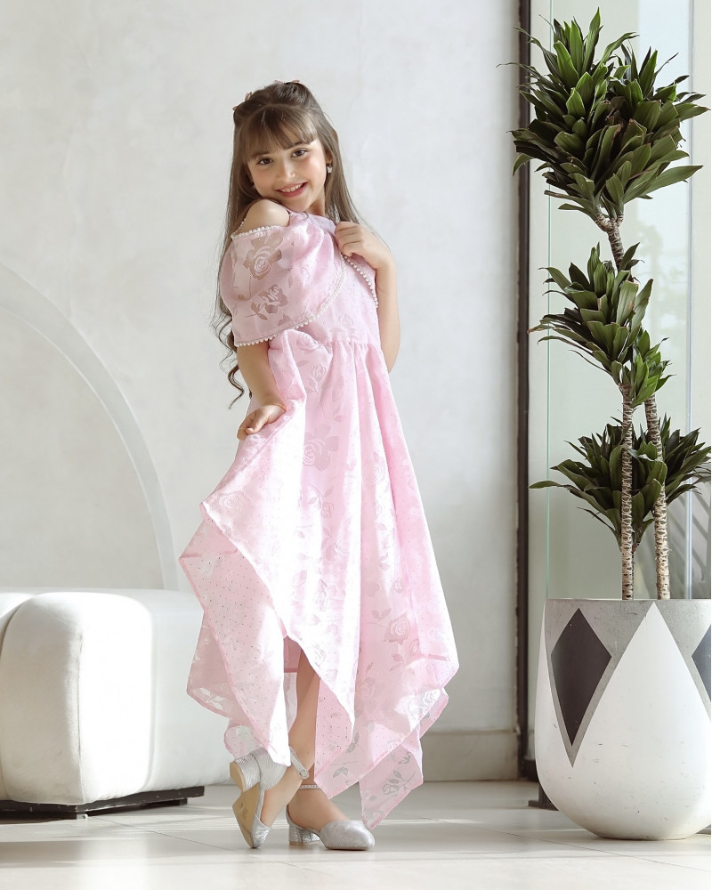 فستان بناتي زهري بتصميم ساحر يهبل - Mk2501012 فستان بناتي زهري بتصميم ساحر يهبل - Mk2501012