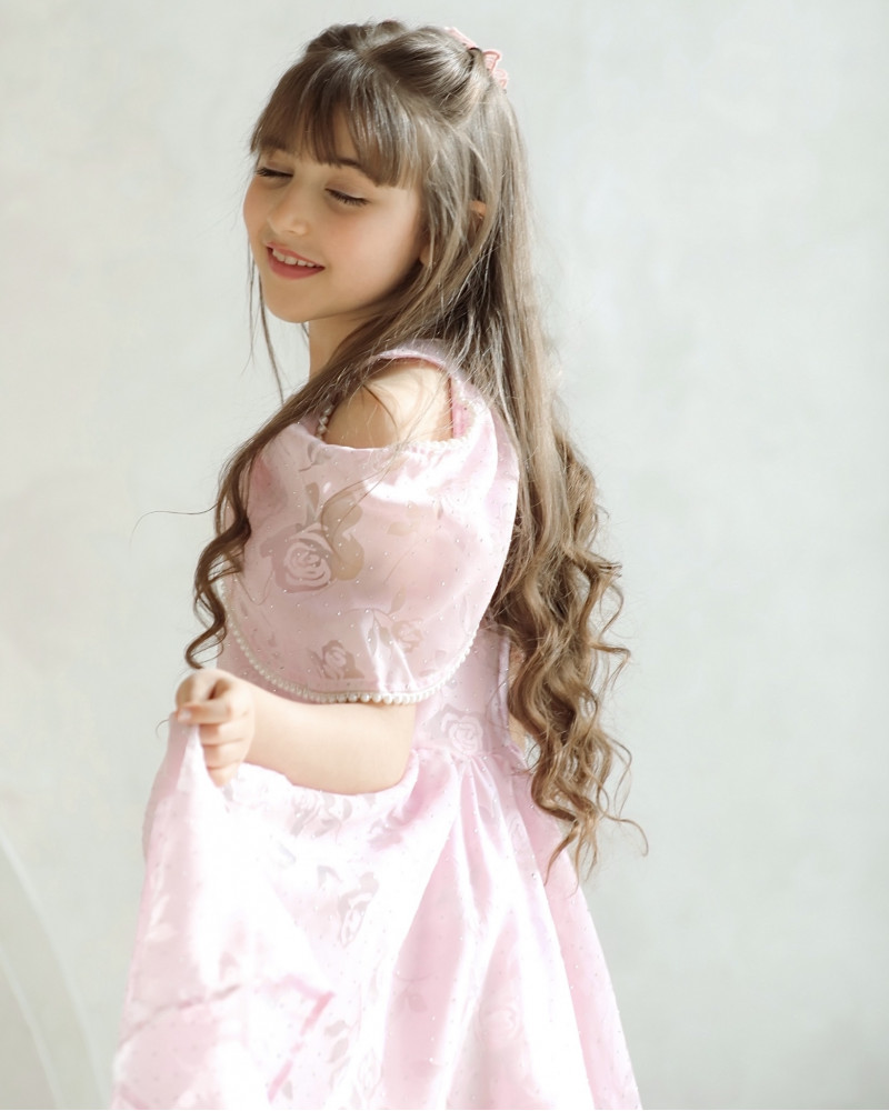 فستان بناتي زهري بتصميم ساحر يهبل - Mk2501012 فستان بناتي زهري بتصميم ساحر يهبل - Mk2501012