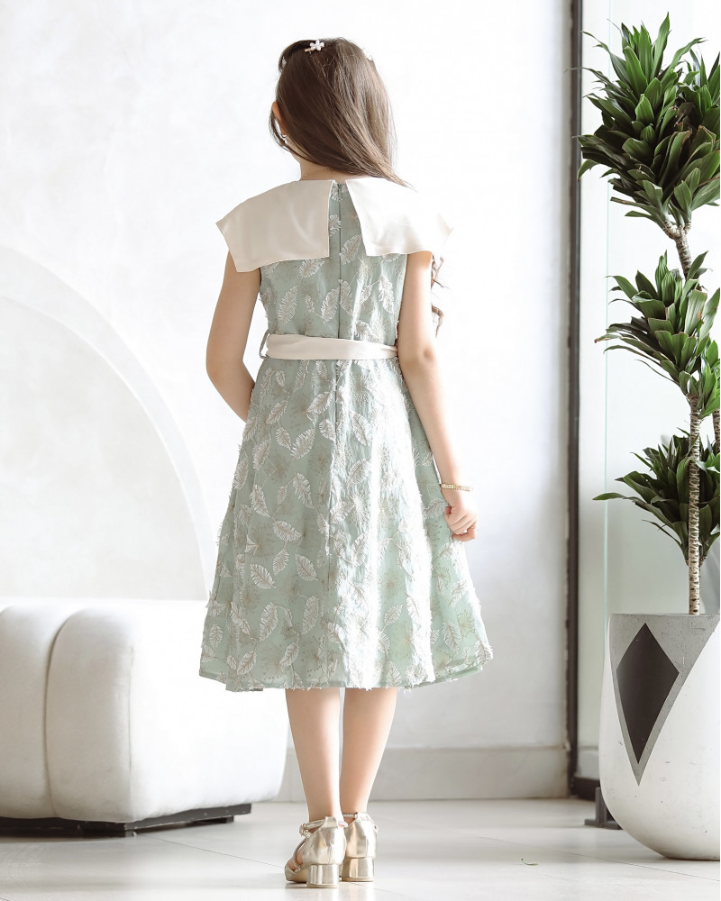 فستان بناتي بتطريز ورق الشجر - Mk2501001 فستان بناتي بتطريز ورق الشجر - Mk2501001