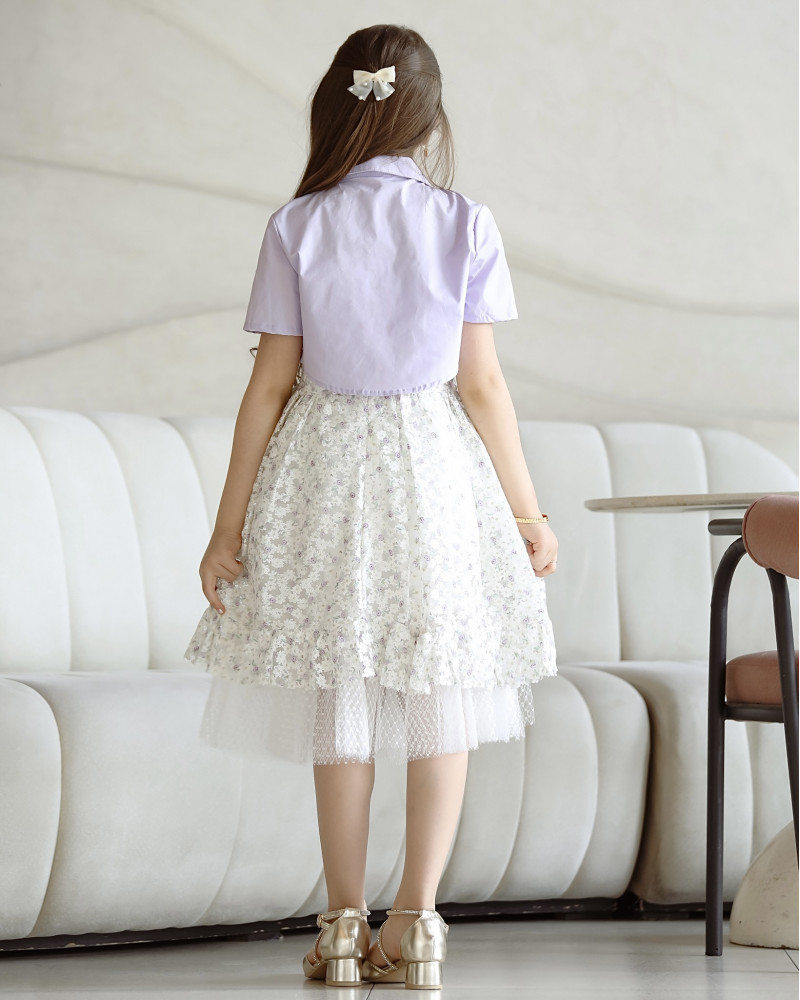 فستان بناتي مشجر وجاكيت - Mk2501008 فستان بناتي مشجر وجاكيت - Mk2501008