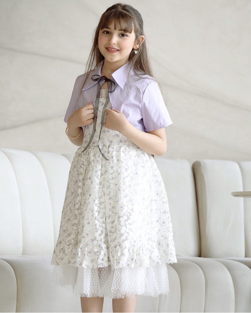 فستان بناتي مشجر وجاكيت - Mk2501008 فستان بناتي مشجر وجاكيت - Mk2501008