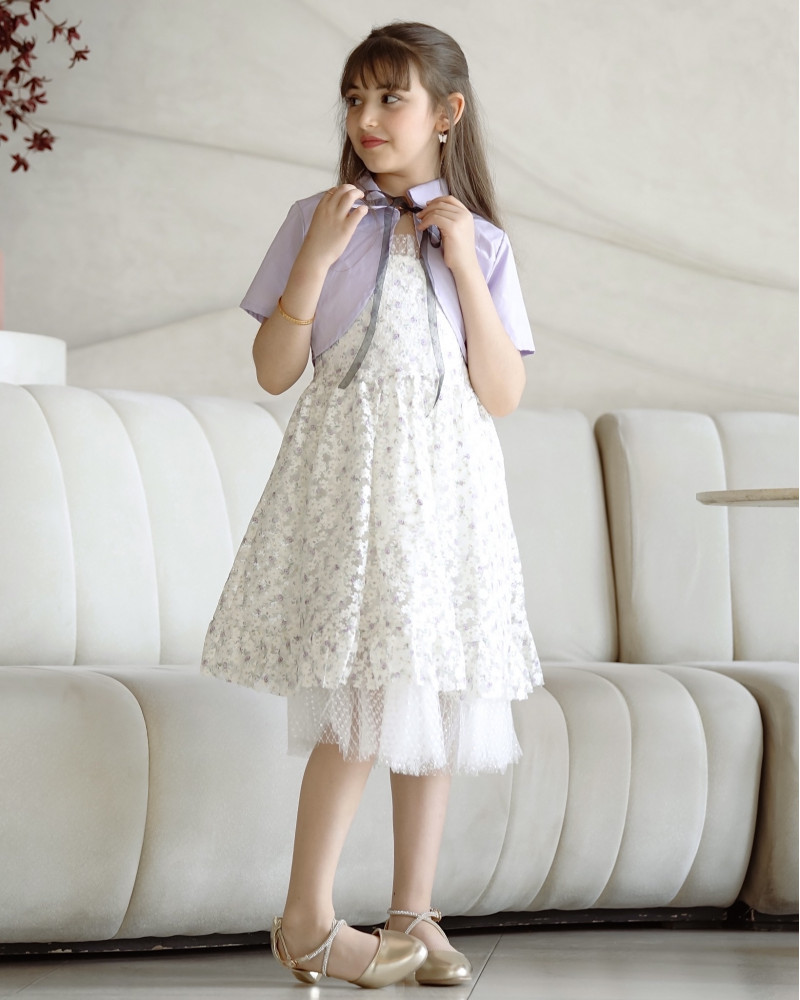 فستان بناتي مشجر وجاكيت - Mk2501008 فستان بناتي مشجر وجاكيت - Mk2501008