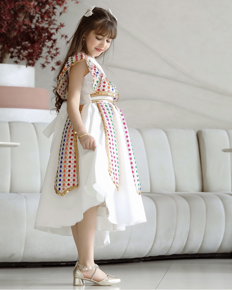 فستان بناتي قرقيعان اسهم مع شنطة - M3650 فستان بناتي قرقيعان اسهم مع شنطة - M3650