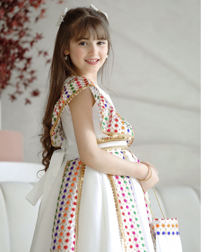 فستان بناتي قرقيعان اسهم مع شنطة - M3650 فستان بناتي قرقيعان اسهم مع شنطة - M3650