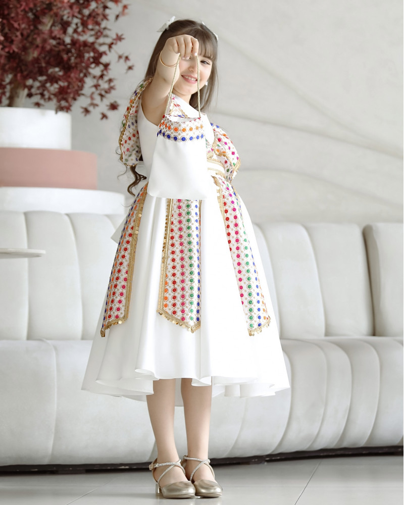 فستان بناتي قرقيعان اسهم مع شنطة - M3650 فستان بناتي قرقيعان اسهم مع شنطة - M3650