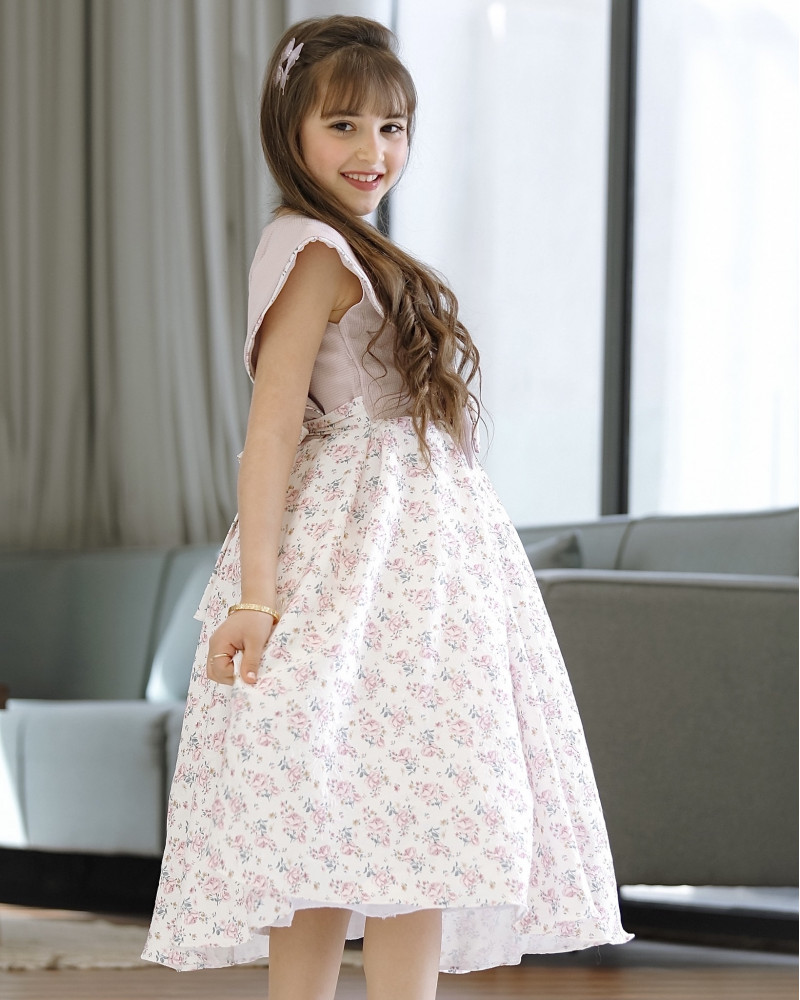 فستان بناتي سبور بفيونكه على الخصر - 902 فستان بناتي سبور بفيونكه على الخصر - 902