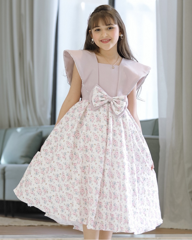 فستان بناتي سبور بفيونكه على الخصر - 902 فستان بناتي سبور بفيونكه على الخصر - 902