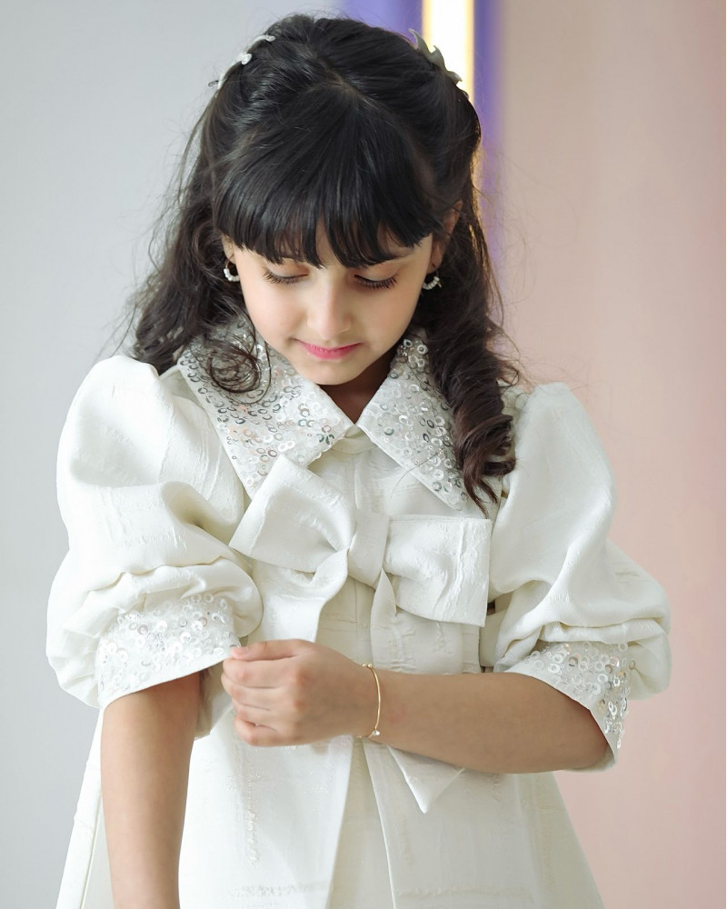 فستان بناتي بتصميم مميز كلفه بالرقبه - 907