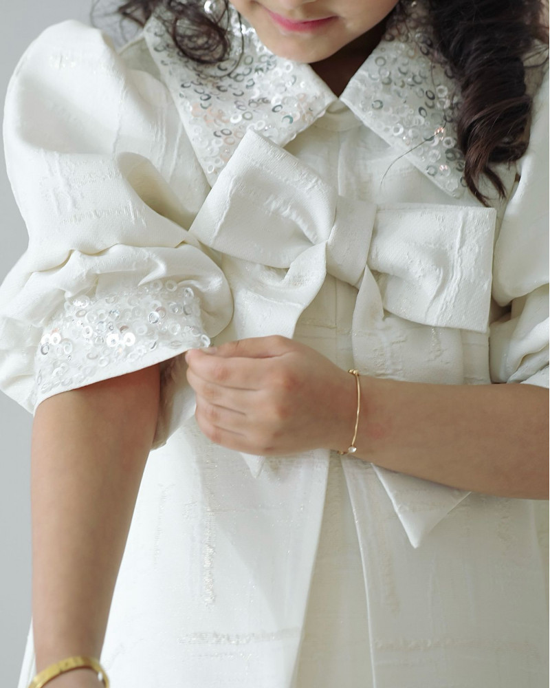 فستان بناتي بتصميم مميز كلفه بالرقبه - 907