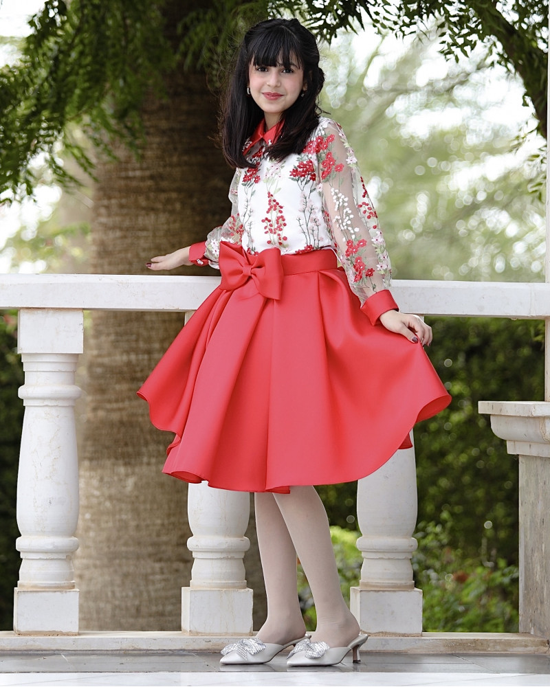 تيور بناتي أحمر مشجر - m3658 تيور بناتي أحمر مشجر - m3658