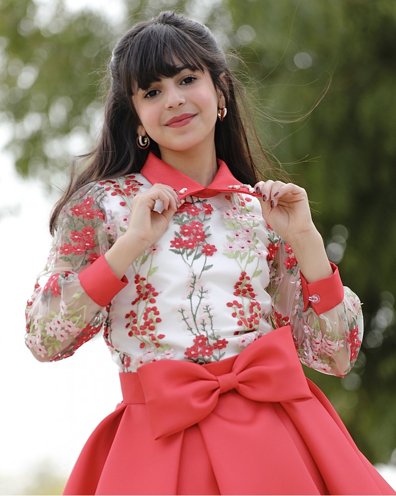 تيور بناتي أحمر مشجر - m3658 تيور بناتي أحمر مشجر - m3658