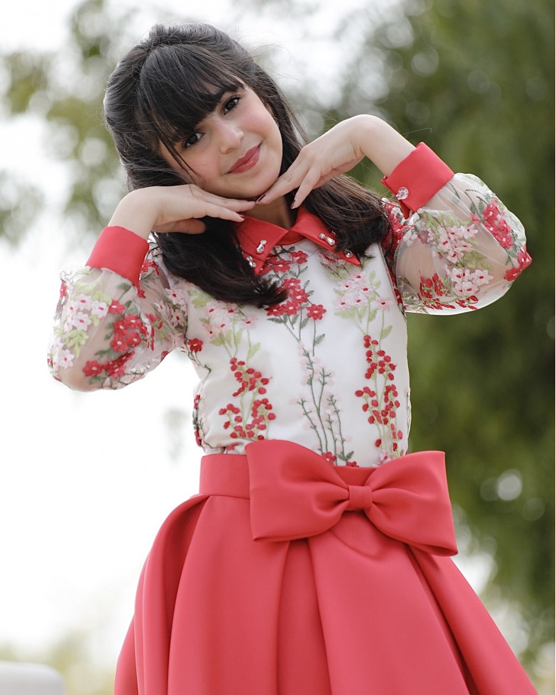 تيور بناتي أحمر مشجر - m3658 تيور بناتي أحمر مشجر - m3658