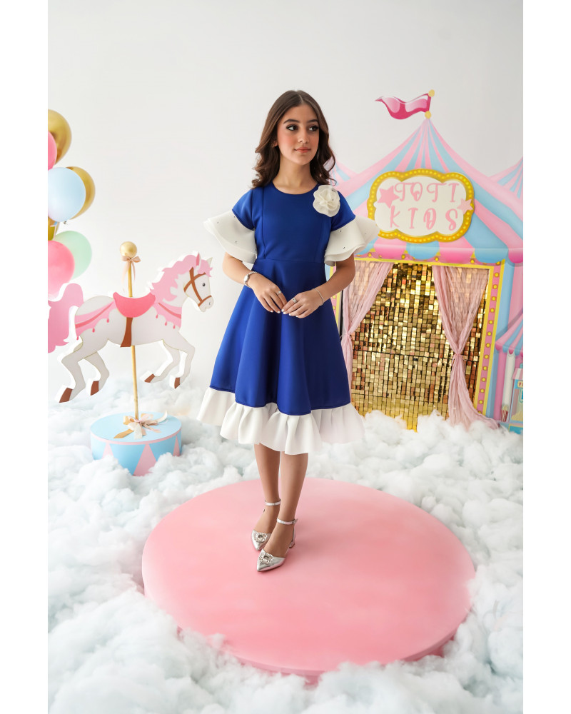 فستان بناتي طبي بـلونين ملكية - m3688 فستان بناتي طبي بـلونين ملكية - m3688