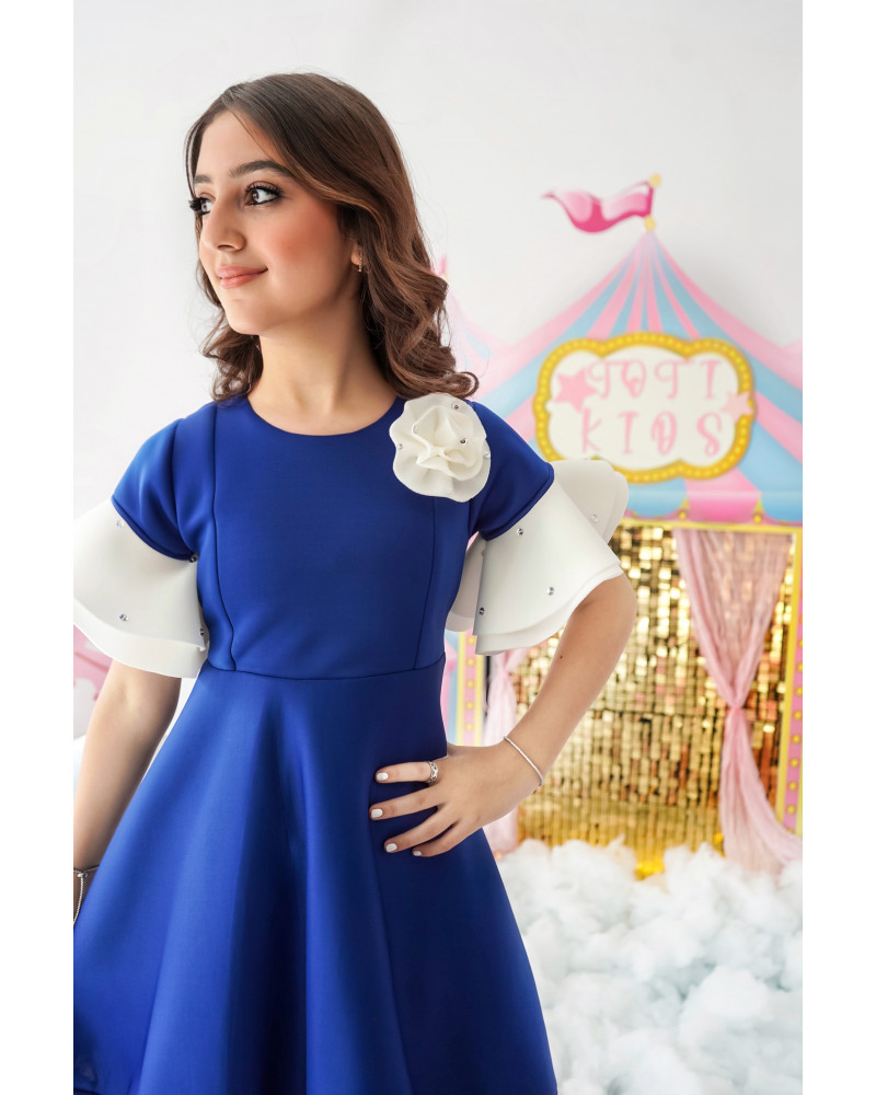 فستان بناتي طبي بـلونين ملكية - m3688 فستان بناتي طبي بـلونين ملكية - m3688