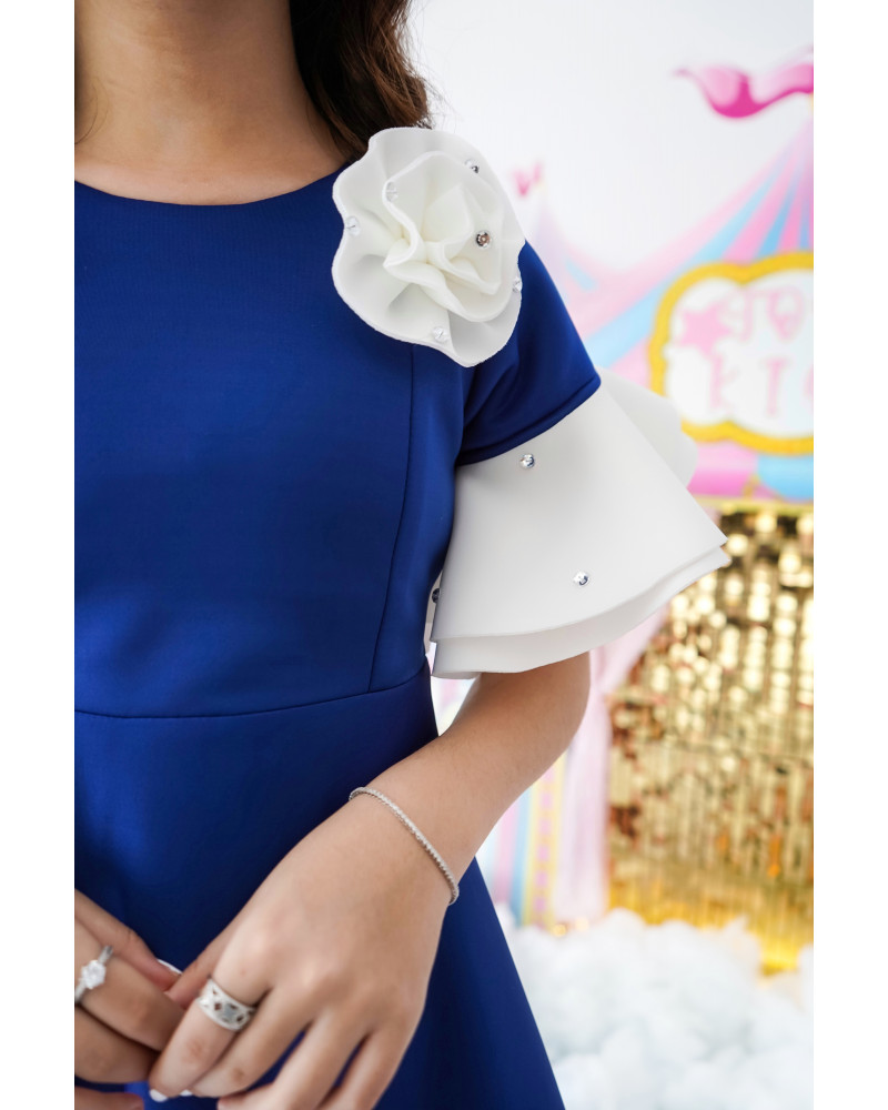 فستان بناتي طبي بـلونين ملكية - m3688 فستان بناتي طبي بـلونين ملكية - m3688