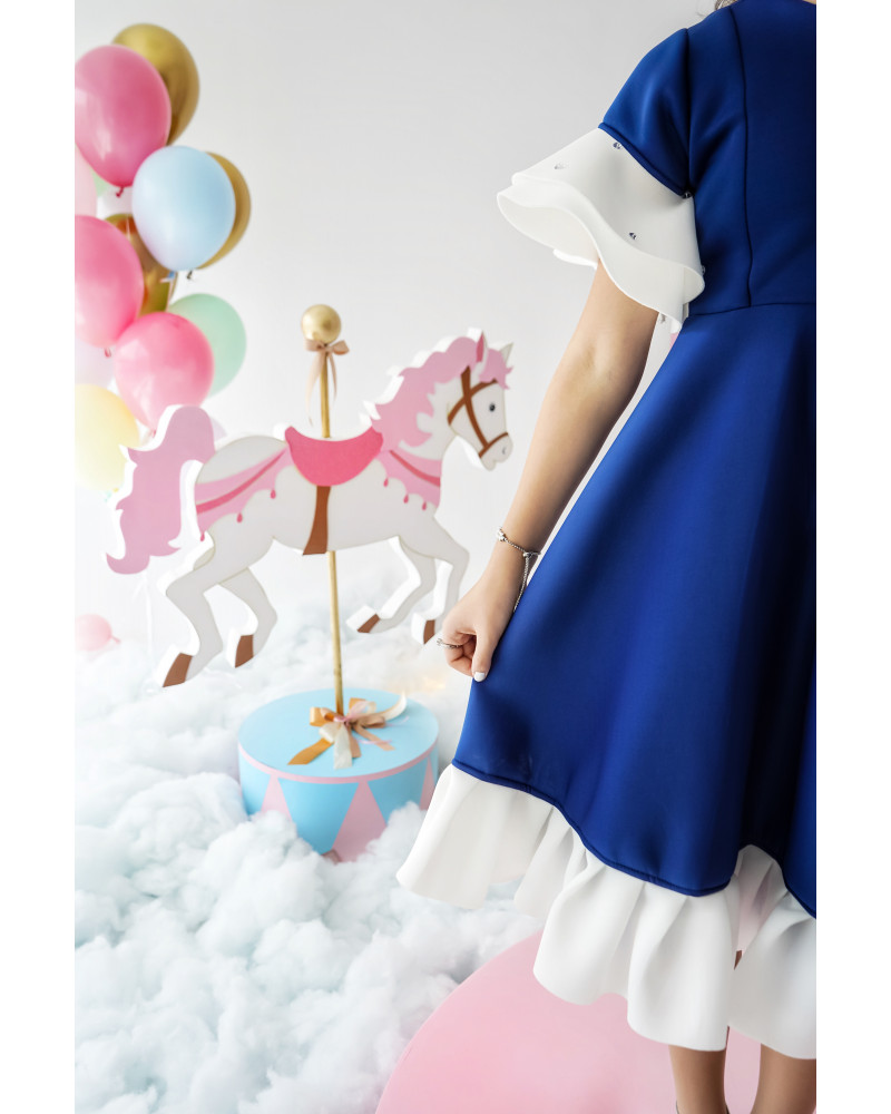 فستان بناتي طبي بـلونين ملكية - m3688 فستان بناتي طبي بـلونين ملكية - m3688