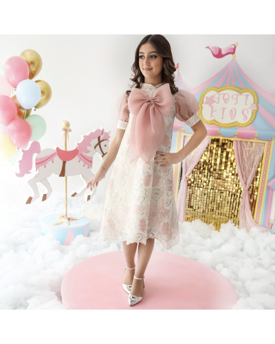 فستان بناتي ترتر وفيونكة من الأناقة الكلاسيكية - 987 فستان بناتي ترتر وفيونكة من الأناقة الكلاسيكية - 987