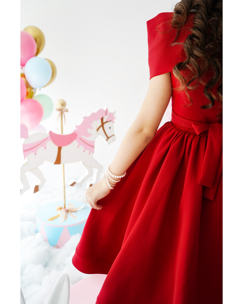 فستان الأميرات الأحمر بأكتاف مكشوفه - 996