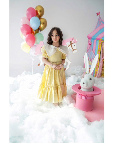 فستان بناتي الأصفر بتصميم أنيق ومفعم بالمرح - 928