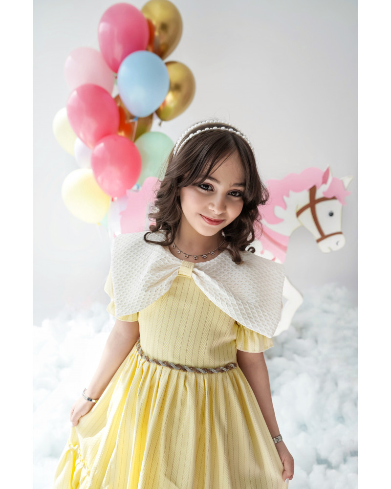 فستان بناتي الأصفر بتصميم أنيق ومفعم بالمرح - 928