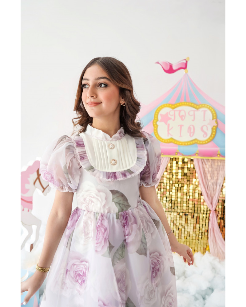 فستان الأميرات أورجانزا مورد قطعة من سحر الخيال - 1020 فستان الأميرات أورجانزا مورد قطعة من سحر الخيال - 1020