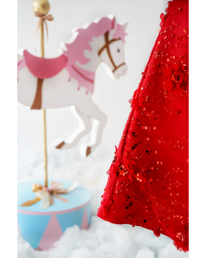 فستان بناتي أحمر للحفلات لون الفرح - M3693 فستان بناتي أحمر للحفلات لون الفرح - M3693