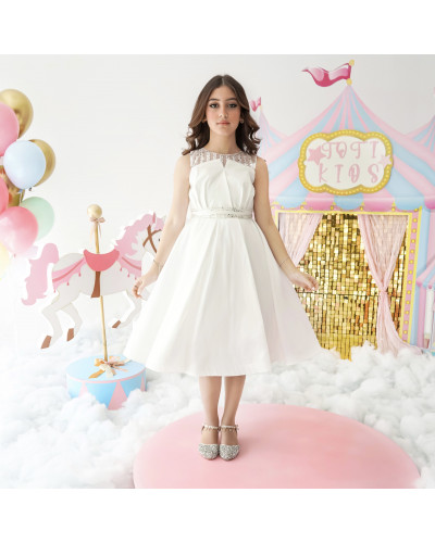 فستان بناتي سهرة إطلالة الأميرات ذيل مرصع وفيونكه من الخلف - M3570 فستان بناتي سهرة إطلالة الأميرات ذيل مرصع وفيونكه من الخلف - M3570