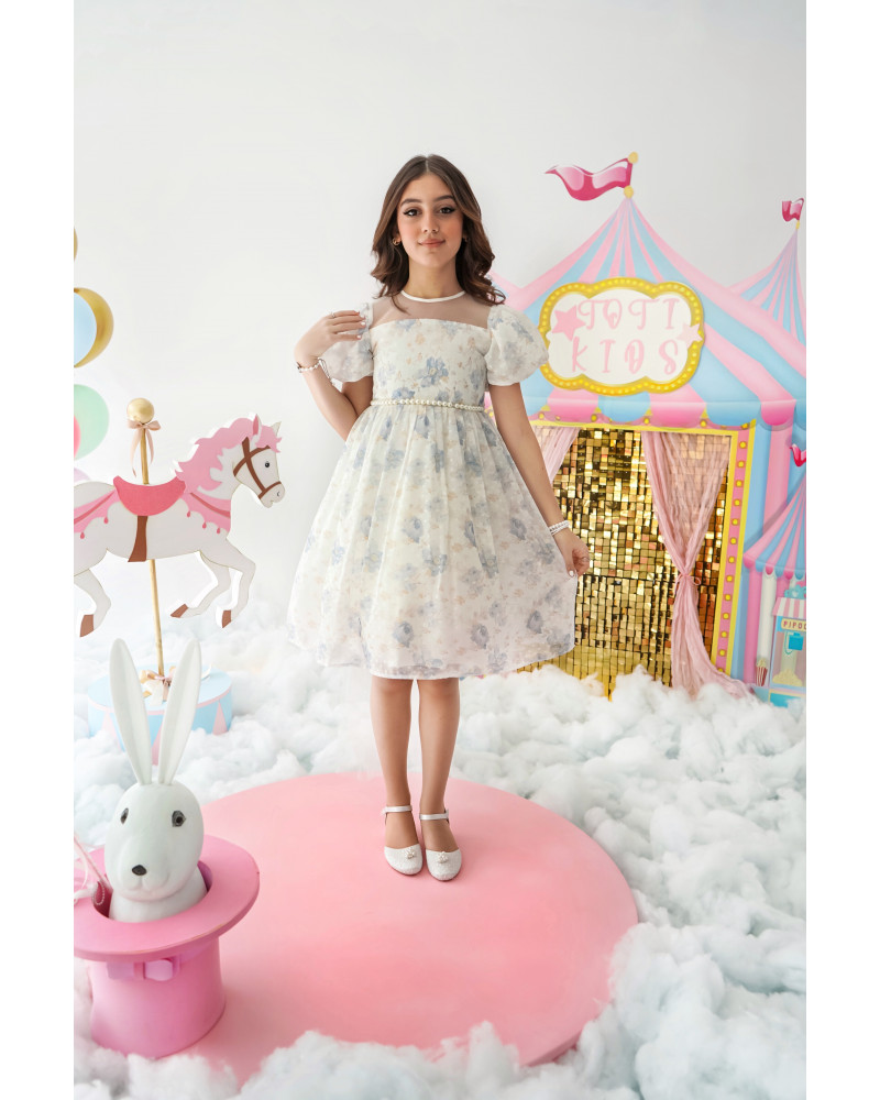 فستان بناتي أورجانزا مورد | قطعة من سماء الصيف - M3704 فستان بناتي أورجانزا مورد | قطعة من سماء الصيف - M3704