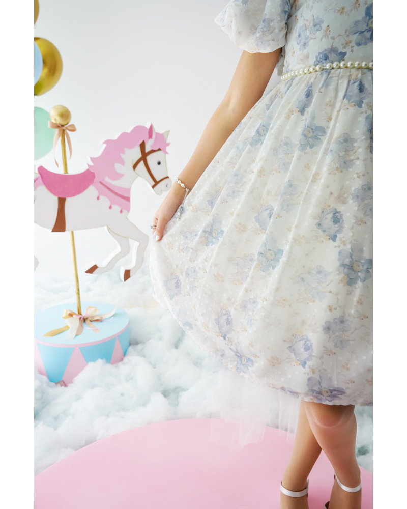 فستان بناتي أورجانزا مورد | قطعة من سماء الصيف - M3704 فستان بناتي أورجانزا مورد | قطعة من سماء الصيف - M3704