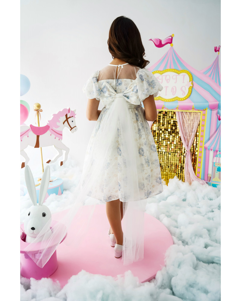 فستان بناتي أورجانزا مورد | قطعة من سماء الصيف - M3704 فستان بناتي أورجانزا مورد | قطعة من سماء الصيف - M3704