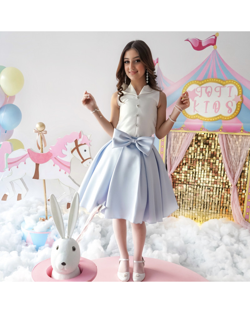 تيور بناتي سماوي بفيونكه على التنورة - m3645