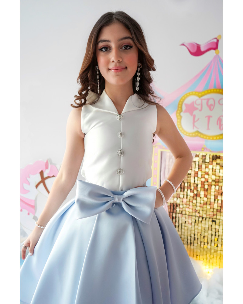 تيور بناتي سماوي بفيونكه على التنورة - m3645