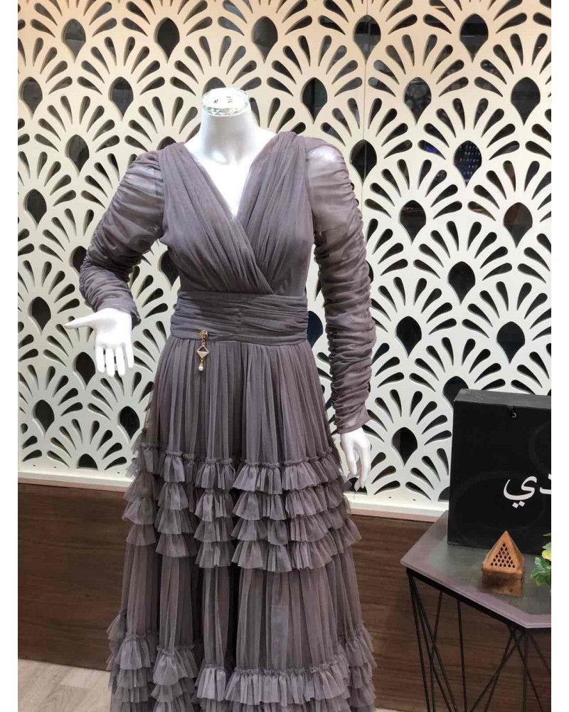 فستان تل ناعم بالكم 