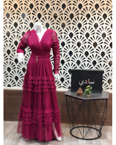 فستان تل ناعم بالكم 