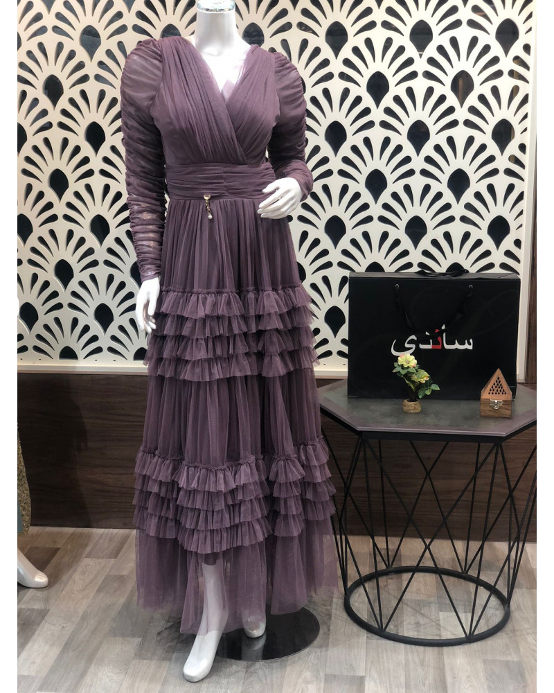 فستان تل ناعم بالكم 