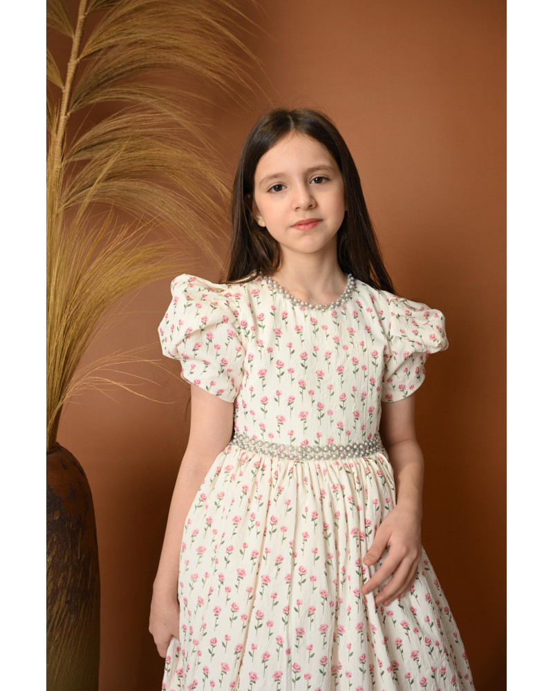 فستان بناتي بطبعة الورود - 682 فستان بناتي بطبعة الورود - 682