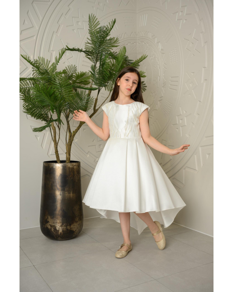 فستان بناتي سهرة ذيل بتصميم تطريز على الصدر - M3488 فستان بناتي سهرة ذيل بتصميم تطريز على الصدر - M3488