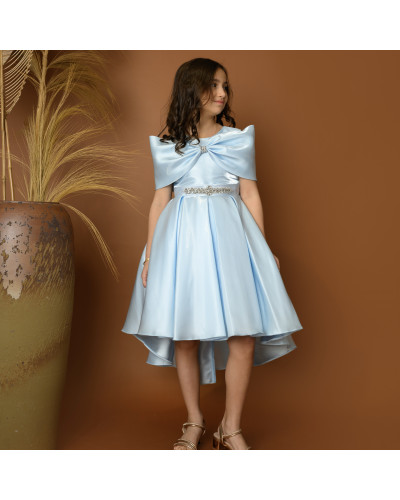 فستان سهرة بناتي مع فيونكة لبس على الكتف - M3481 فستان سهرة بناتي مع فيونكة لبس على الكتف - M3481