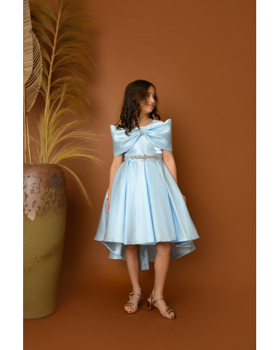 فستان سهرة بناتي مع فيونكة لبس على الكتف - M3481 فستان سهرة بناتي مع فيونكة لبس على الكتف - M3481