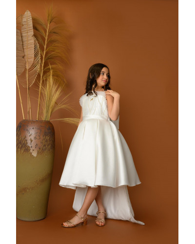 فستان بناتي سهرة بتصميم ذيل وتطريز ناعم - M3605 فستان بناتي سهرة بتصميم ذيل وتطريز ناعم - M3605