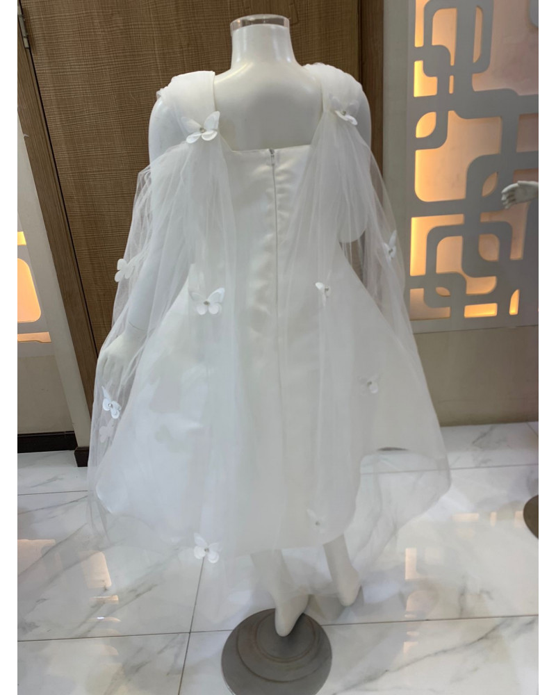 فستان بناتي سهرة لونين فراشات وذيل - M3565