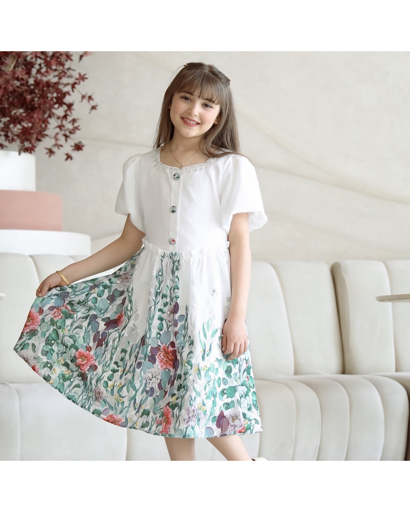 فستان بناتي عشبي بلمسات أنيقة - Mk2501010 فستان بناتي عشبي بلمسات أنيقة - Mk2501010