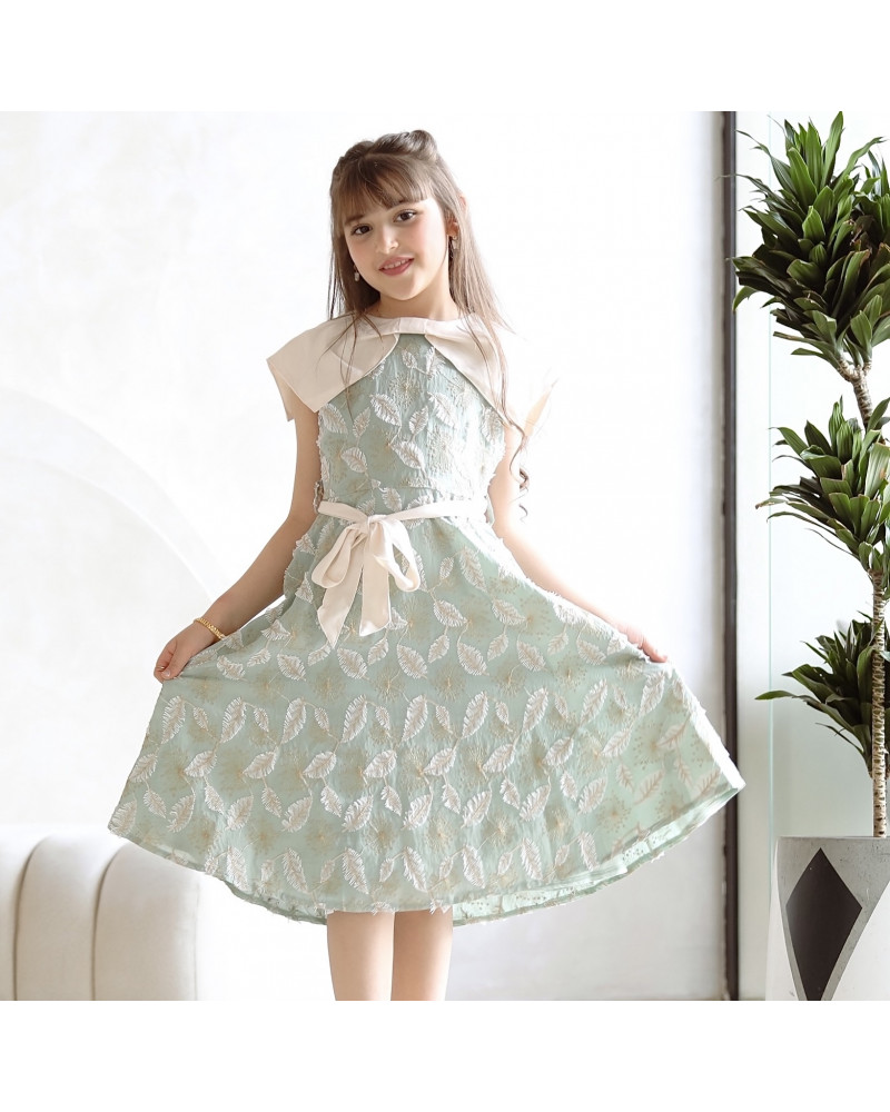 فستان بناتي بتطريز ورق الشجر - Mk2501001 فستان بناتي بتطريز ورق الشجر - Mk2501001