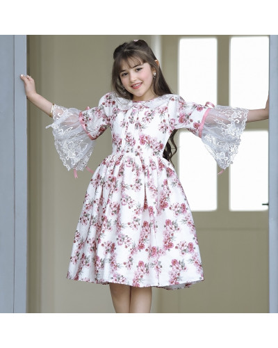 فستان بناتي بنقشات ورود - 903