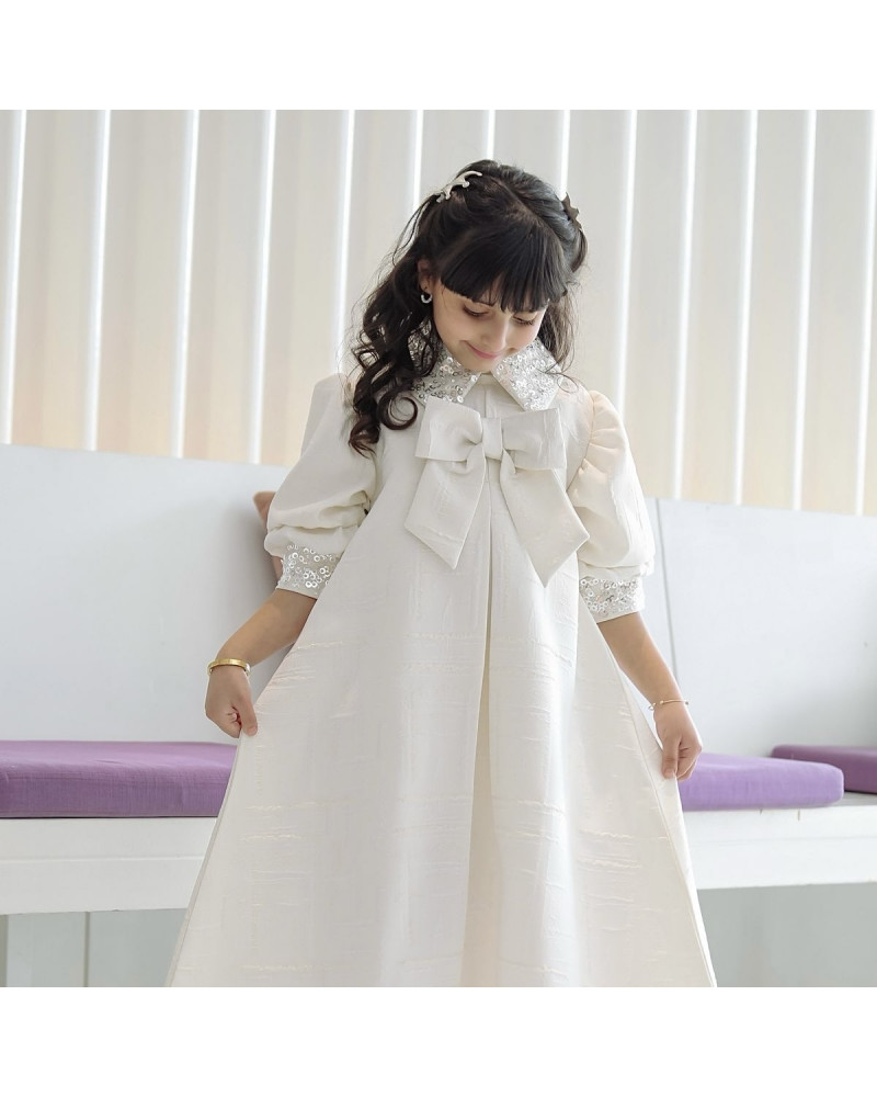 فستان بناتي بتصميم مميز كلفه بالرقبه - 907