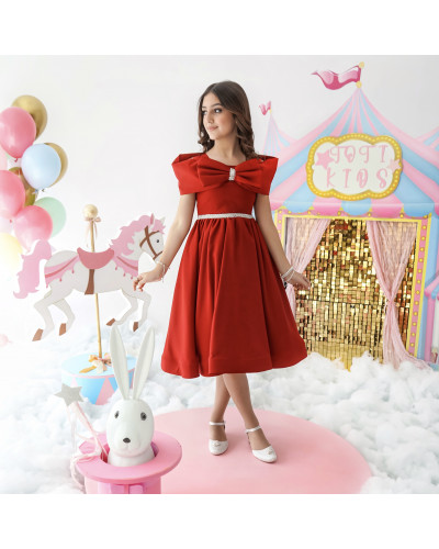 فستان الأميرات الأحمر بأكتاف مكشوفه - 996