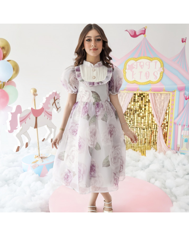 فستان الأميرات أورجانزا مورد قطعة من سحر الخيال - 1020 فستان الأميرات أورجانزا مورد قطعة من سحر الخيال - 1020