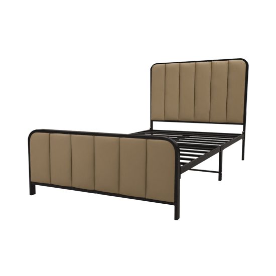 سرير حديد منجد 120x200 سم لون بني غامق سرير حديد منجد 120x200 سم لون بني غامق